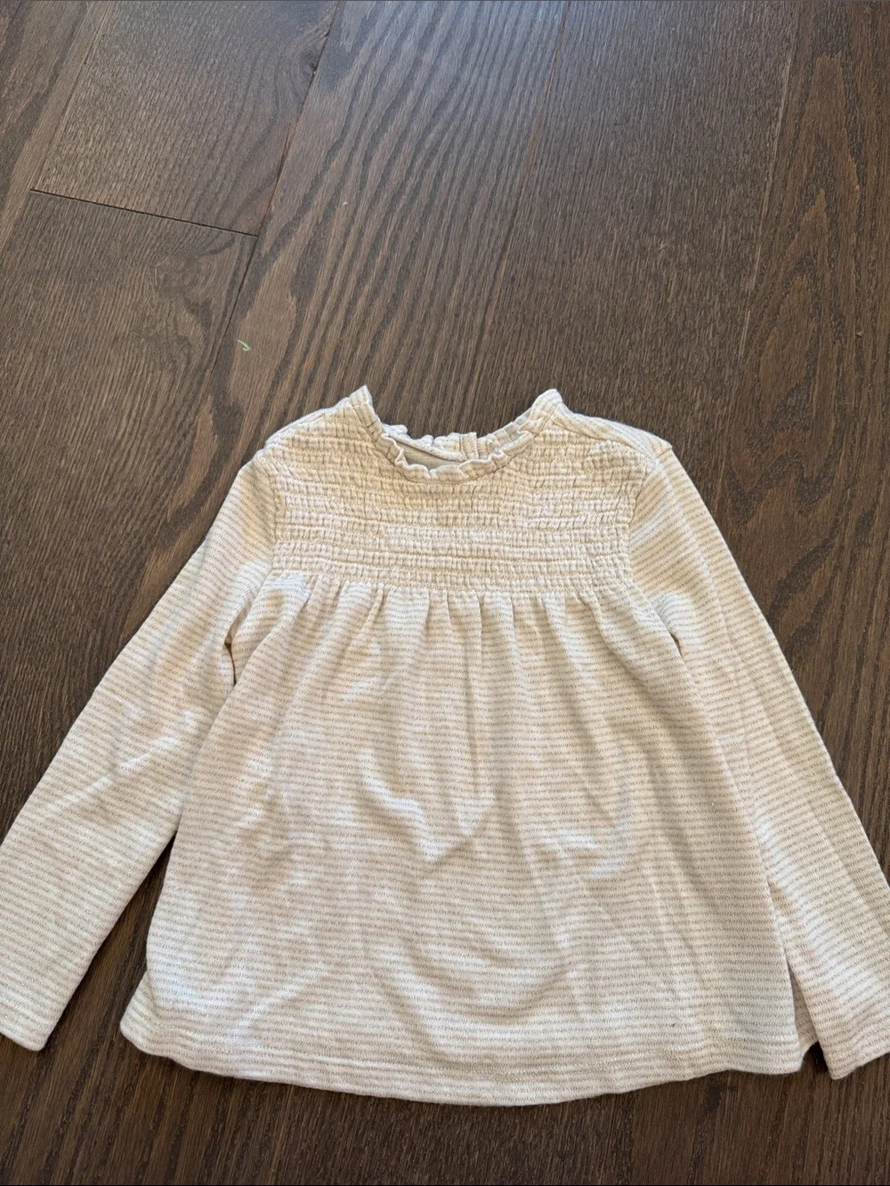 Old Navy Cream and gold Smocked Long-Sleeve Girls' Top